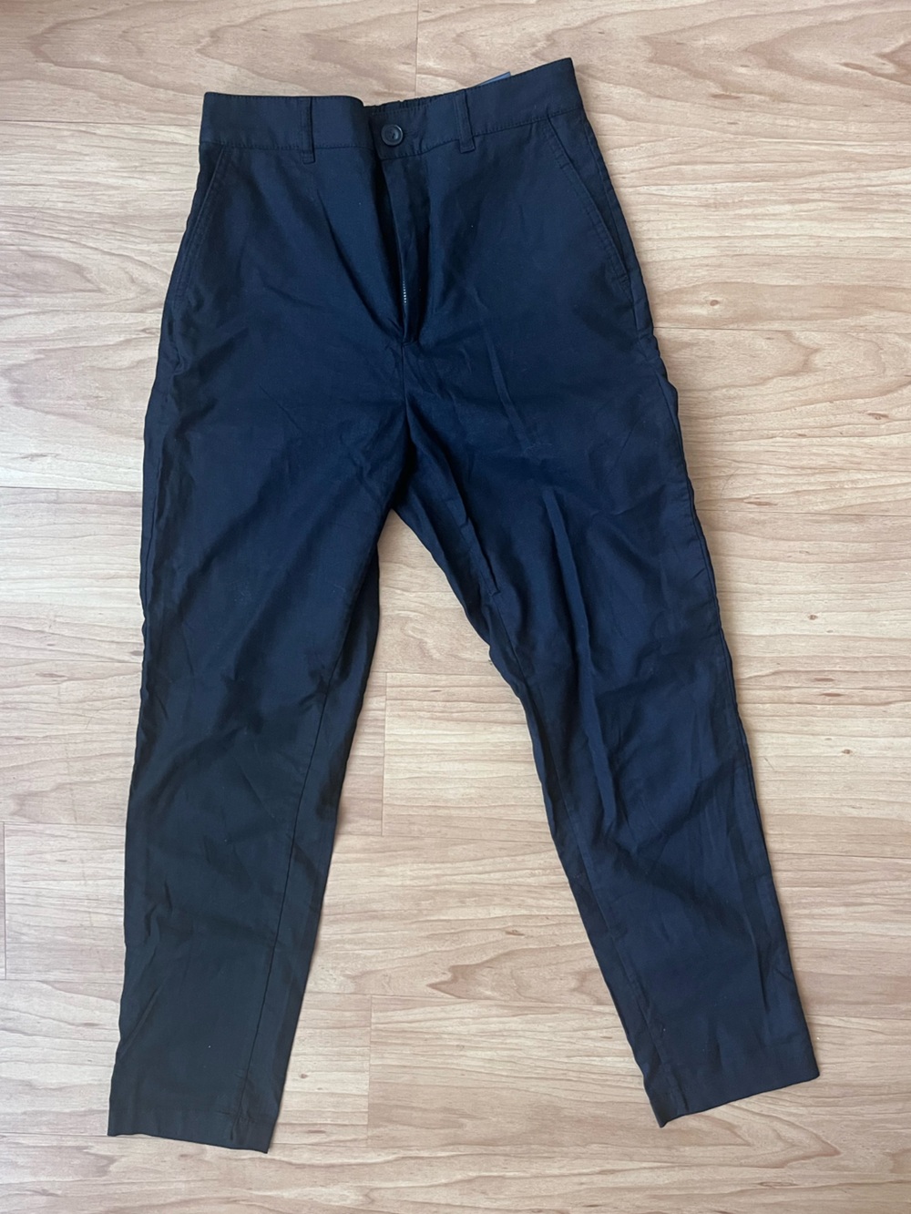 Cotton/Linen High-Waist Tapered Trousers